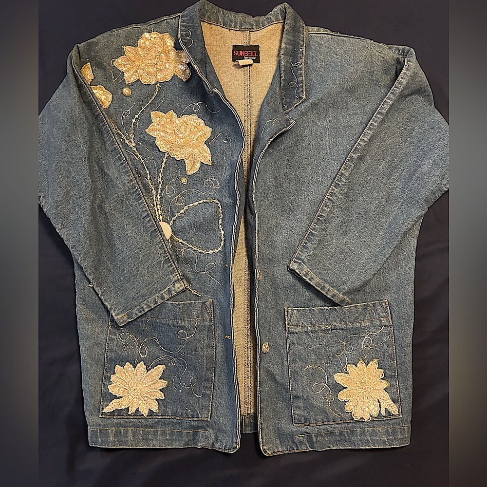 Vintage Sequin Embellished Denim Jacket/Blazer from Sunbelt Sportswear